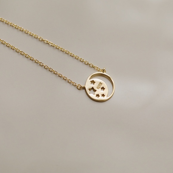 Celestial Moon & Stars Necklace | 14k Gold Plated - Picture 4 of 7